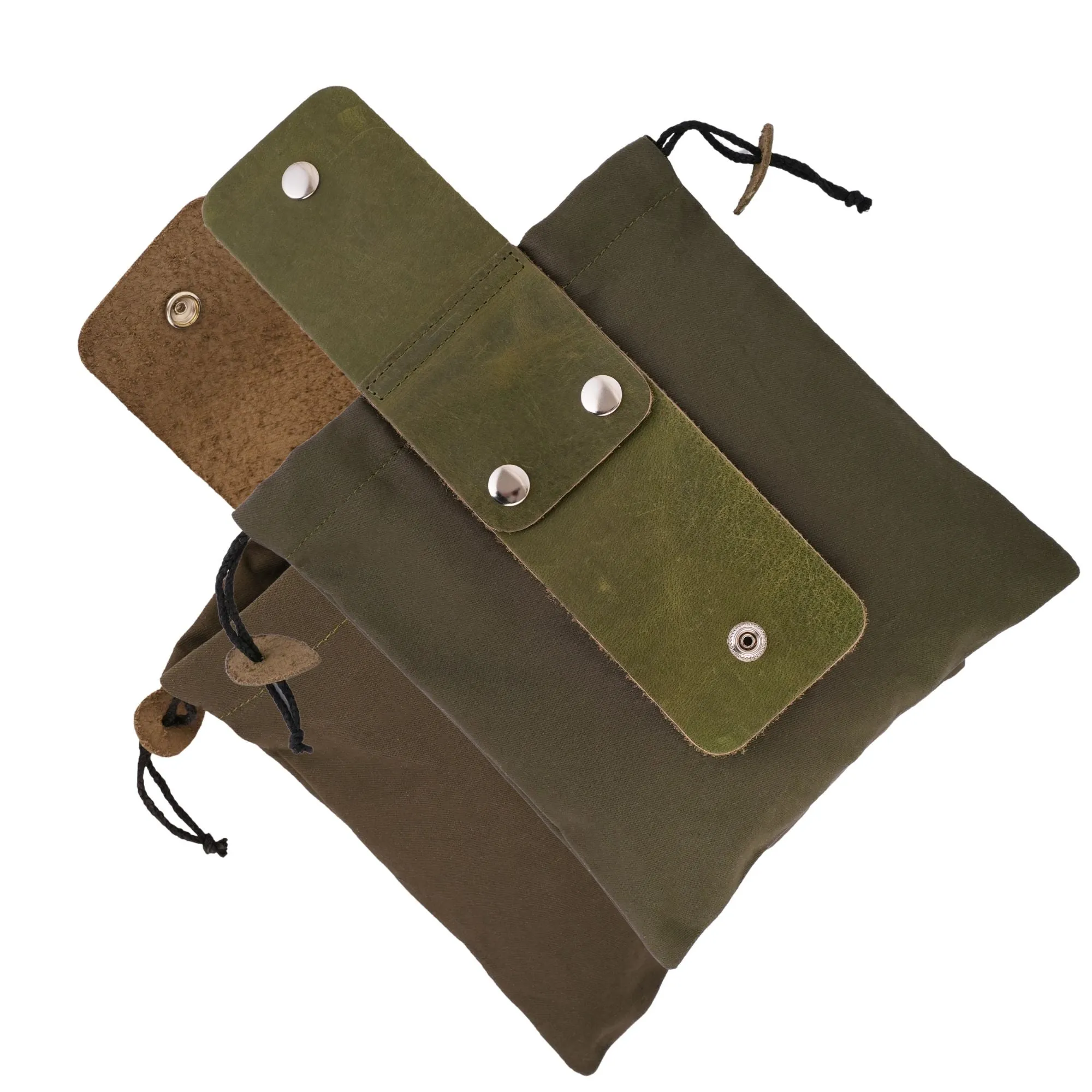 Gallanto Collapsible Leather Foraging Pouch – Multi-Purpose Waist Bag for Hiking-Camping & Outdoor Adventures