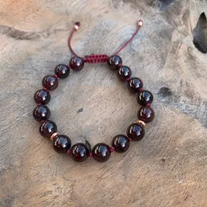 Garnet Adjustable Beaded Bracelet 8mm