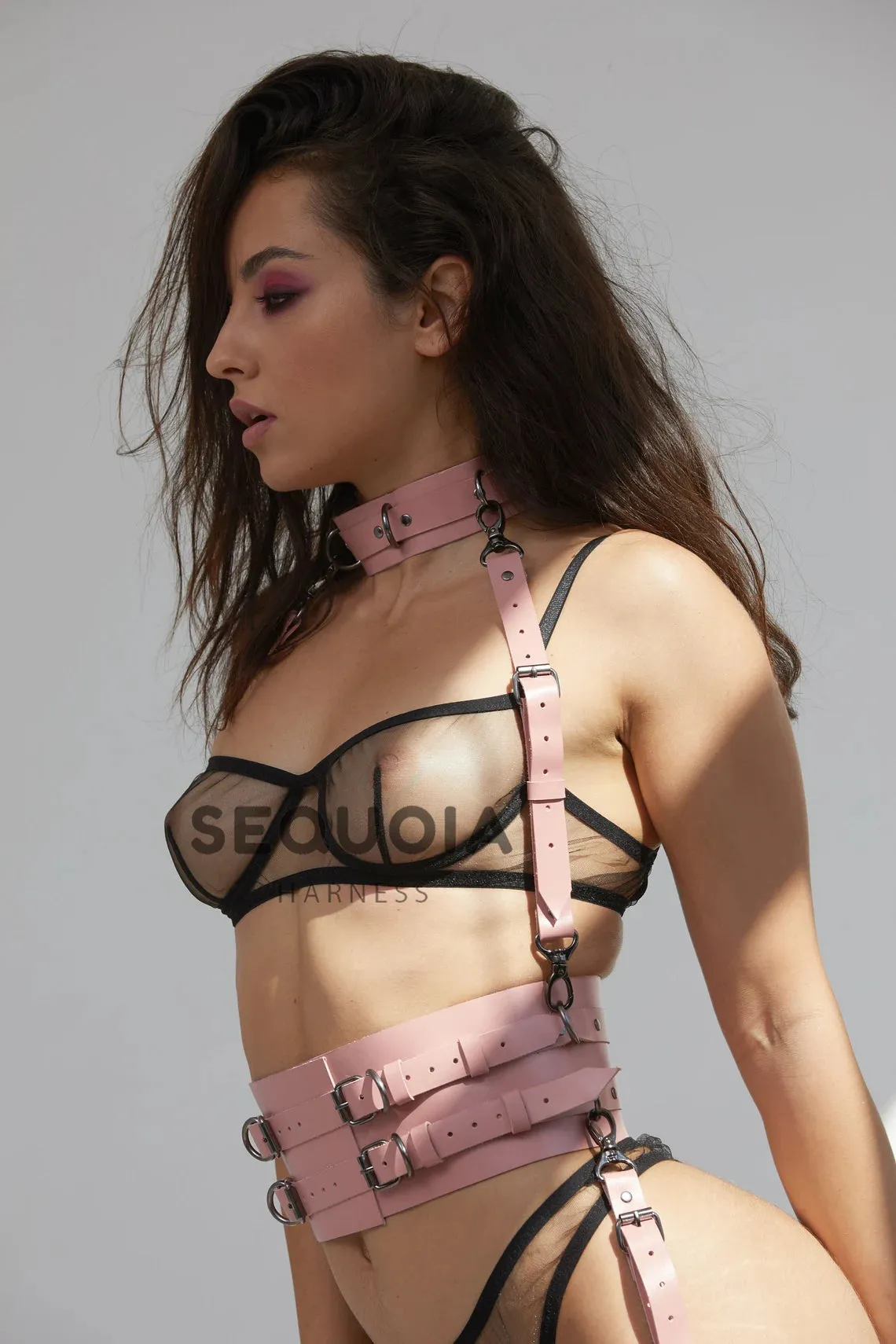 Garters & waist belt "Moringa" with choker "Taeda"