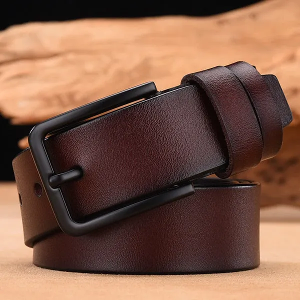 genuine leather strap luxury pin buckle casual men's belt