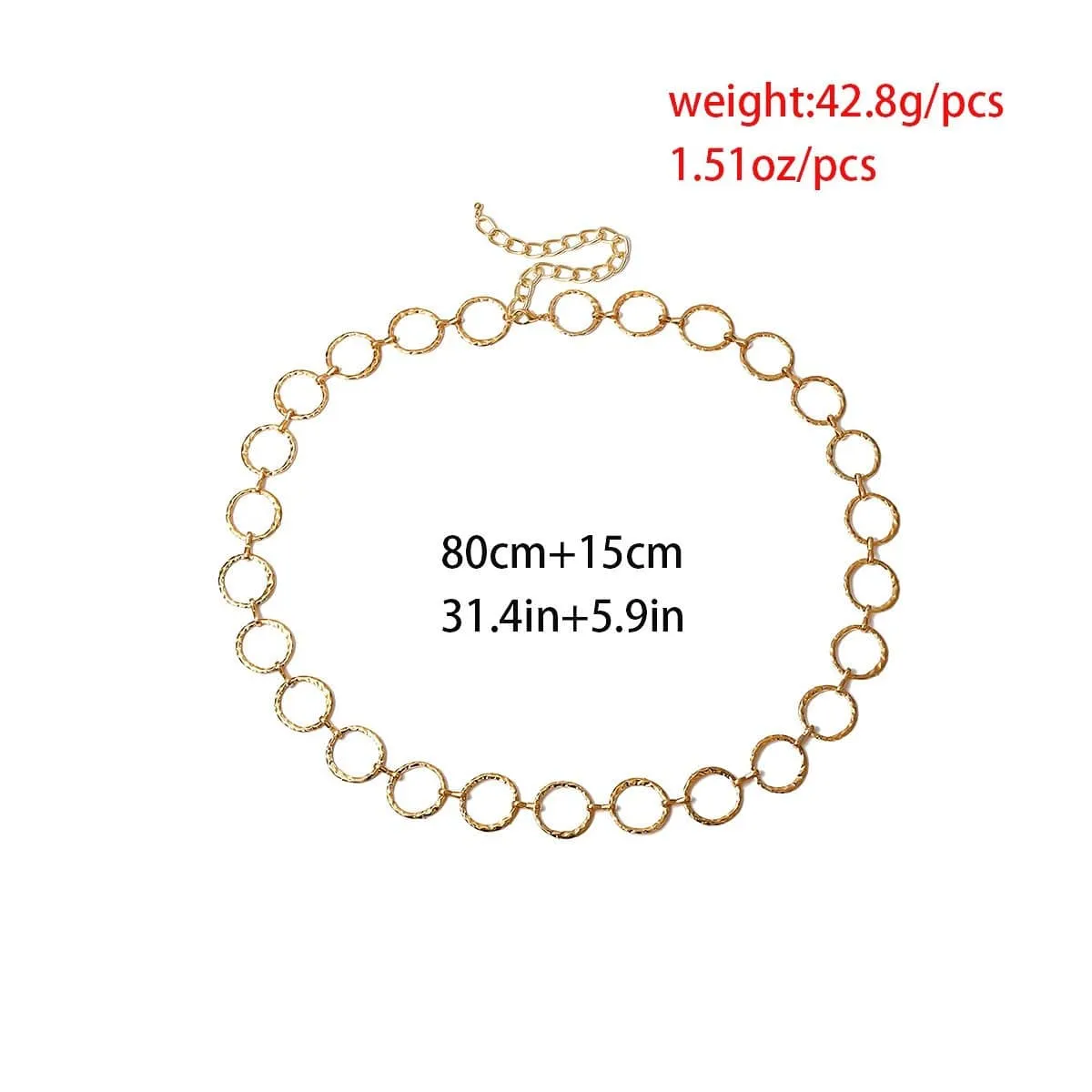 Geometrical Dainty Gold Tone Metal O Ring Infinity Waist Chain