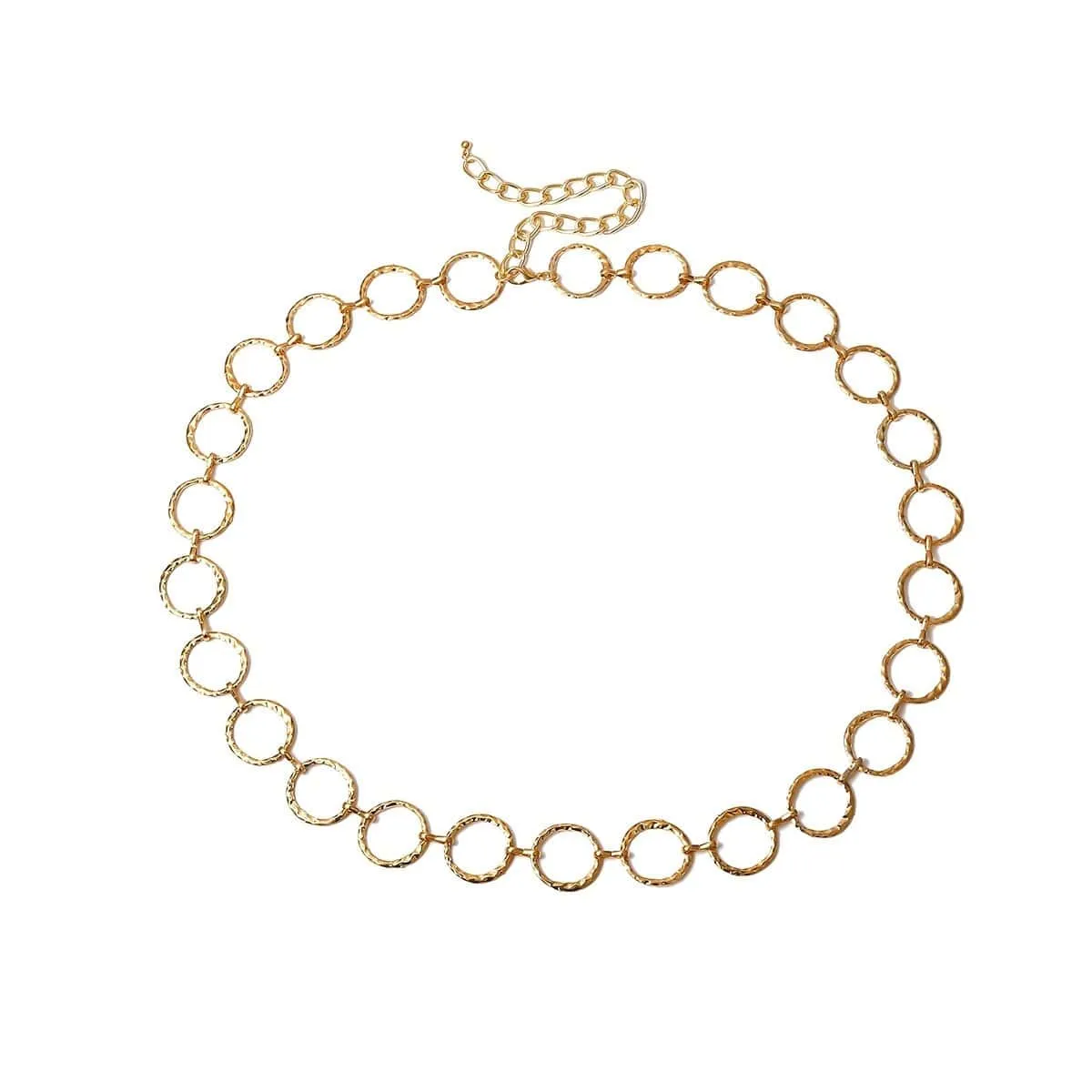 Geometrical Dainty Gold Tone Metal O Ring Infinity Waist Chain