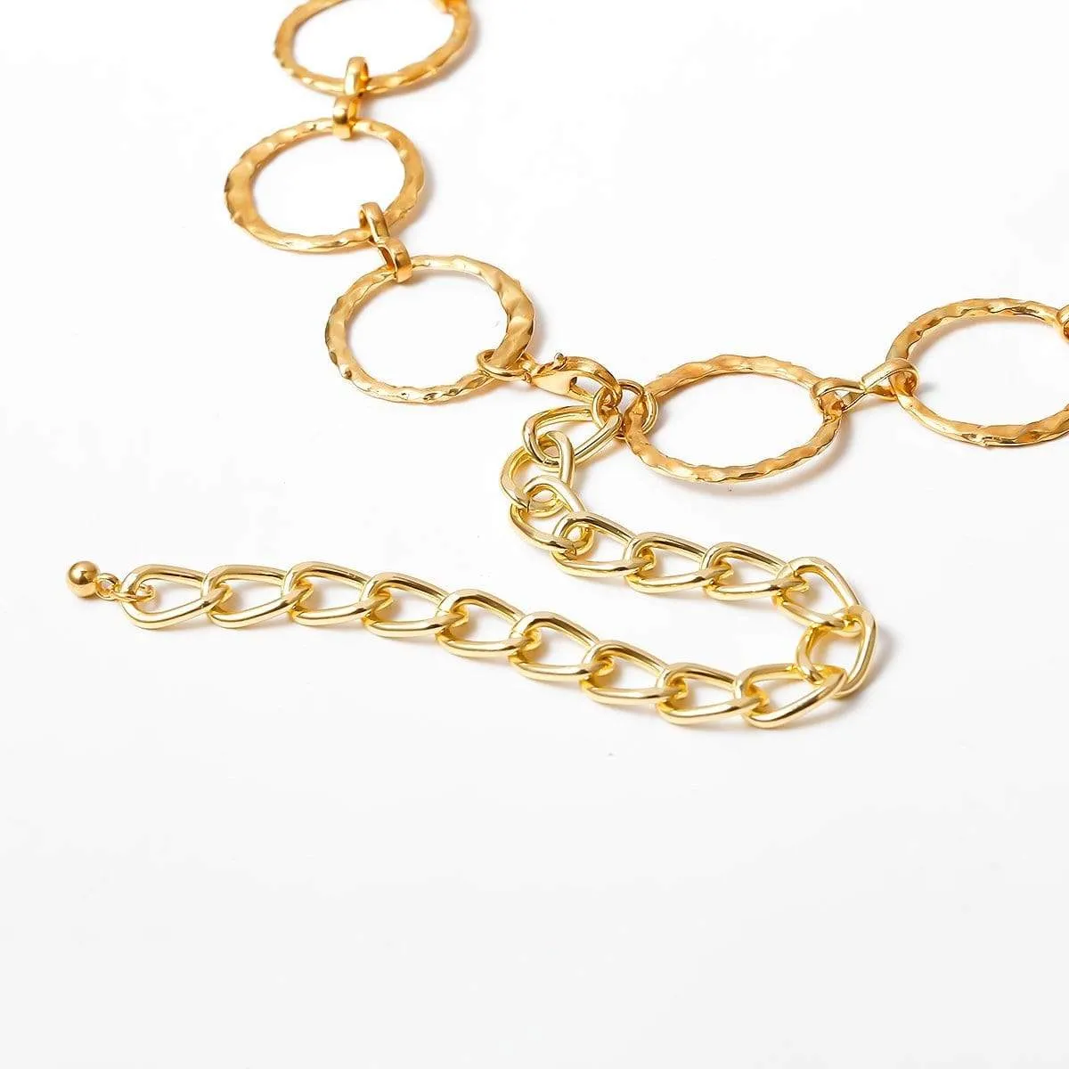 Geometrical Dainty Gold Tone Metal O Ring Infinity Waist Chain