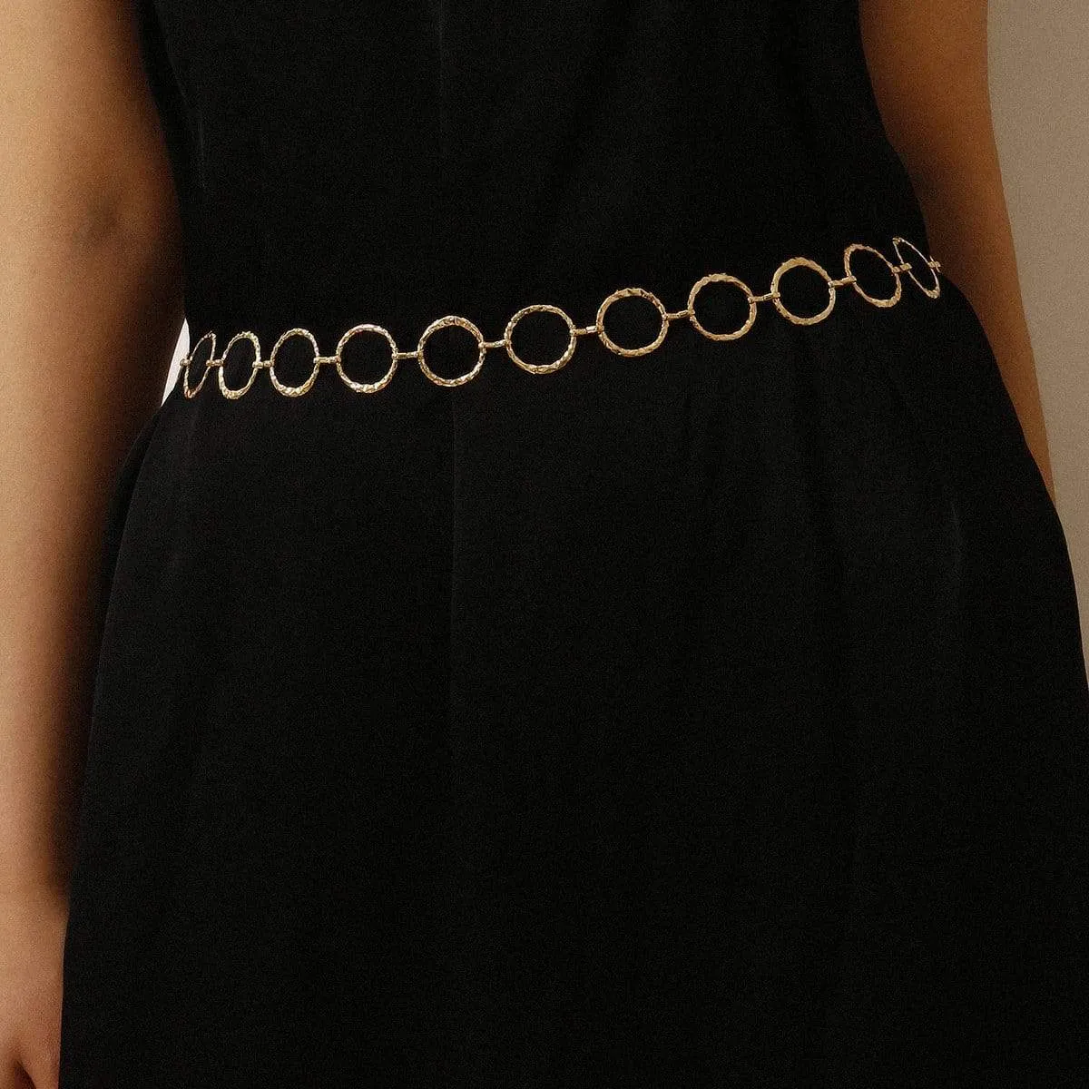 Geometrical Dainty Gold Tone Metal O Ring Infinity Waist Chain