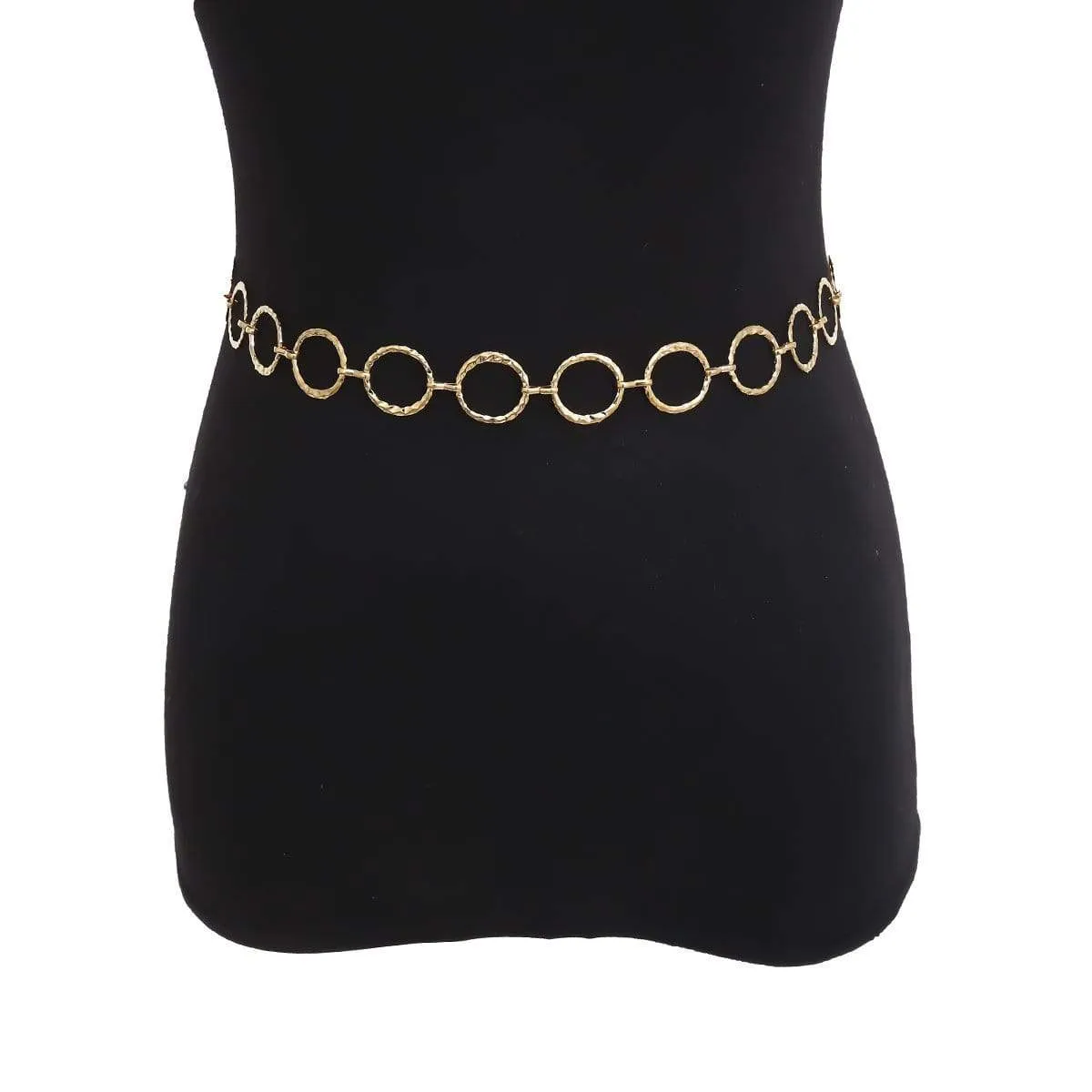 Geometrical Dainty Gold Tone Metal O Ring Infinity Waist Chain