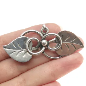 GEORG JENSEN 925 Sterling Silver Antique USA Floral Leaf Pin Brooch #113