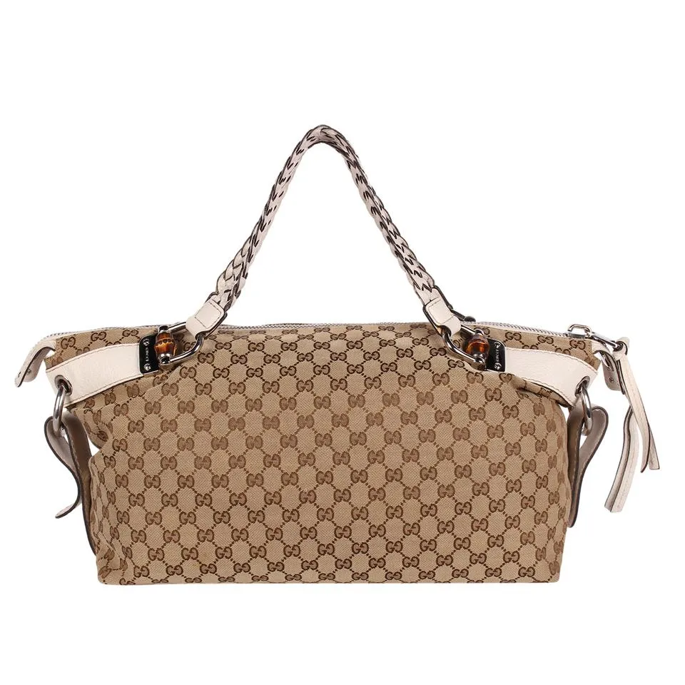 GG Bamboo Leather Satchel Bag