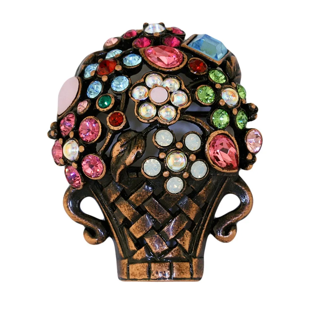 Giardinetti Flower Basket Brooch Bronze Finish