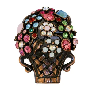 Giardinetti Flower Basket Brooch Bronze Finish