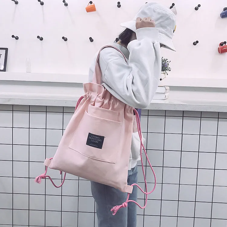 Glamorous Canvas Female Tutorial Creative Drawstring Backpacks