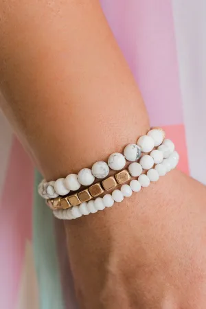 Gold Accent & Marble Bracelet Set