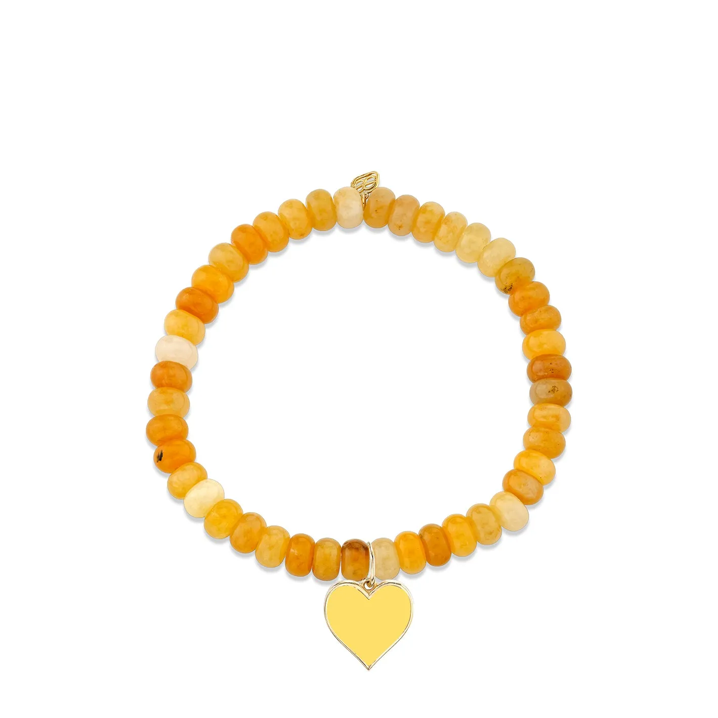 Gold & Enamel Small Heart on Honey Jade