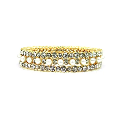 GOLD BANGLE SET  #HB4102_G-CLEAR (KB3)