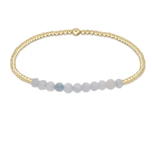 Gold Beaded Bliss 2mm Bead Bracelet - Aquamarine