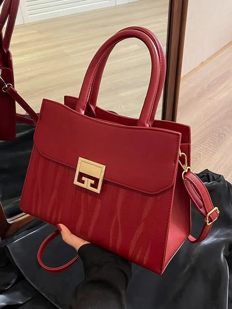 Gold Buckle Adjustable Strap Handbag