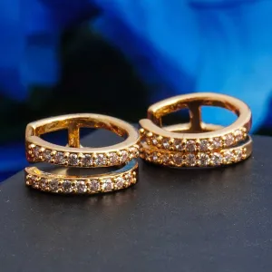 Gold Rhinestone Dual Band Earring