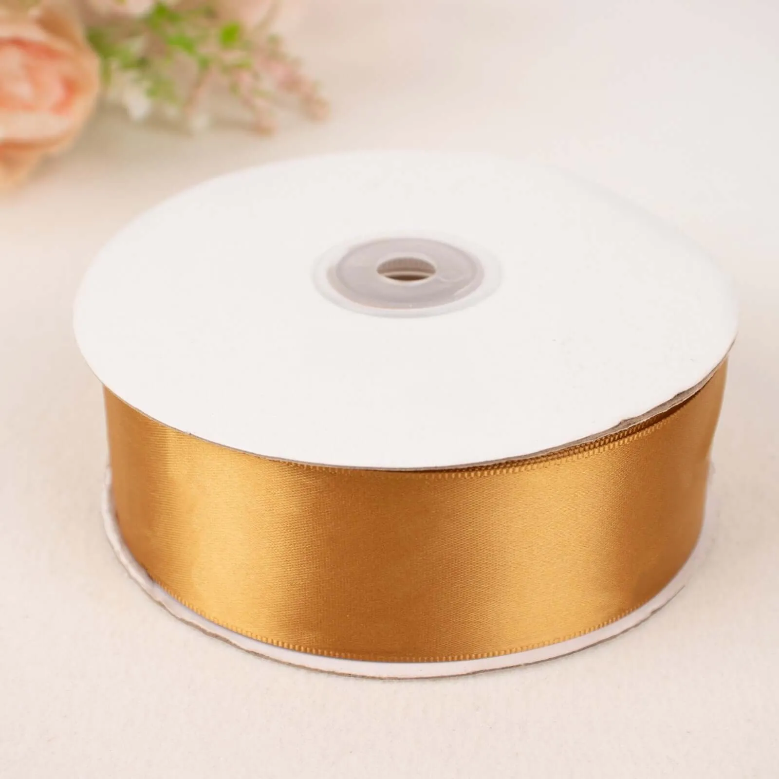 Gold Single Face Decorative Satin Ribbon 50 Yards 1.5"