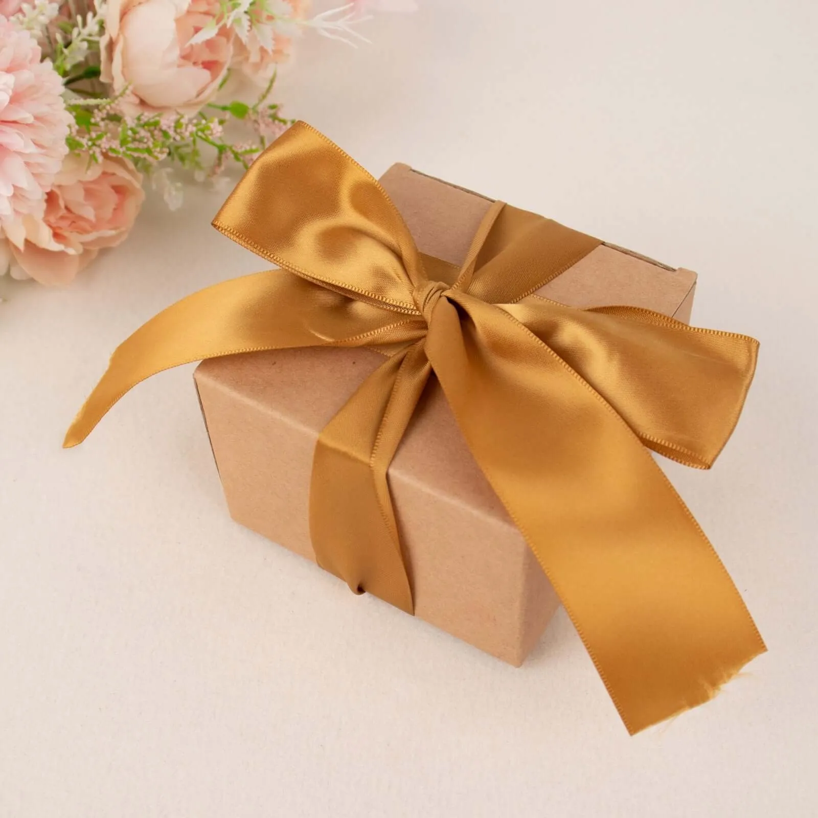 Gold Single Face Decorative Satin Ribbon 50 Yards 1.5"