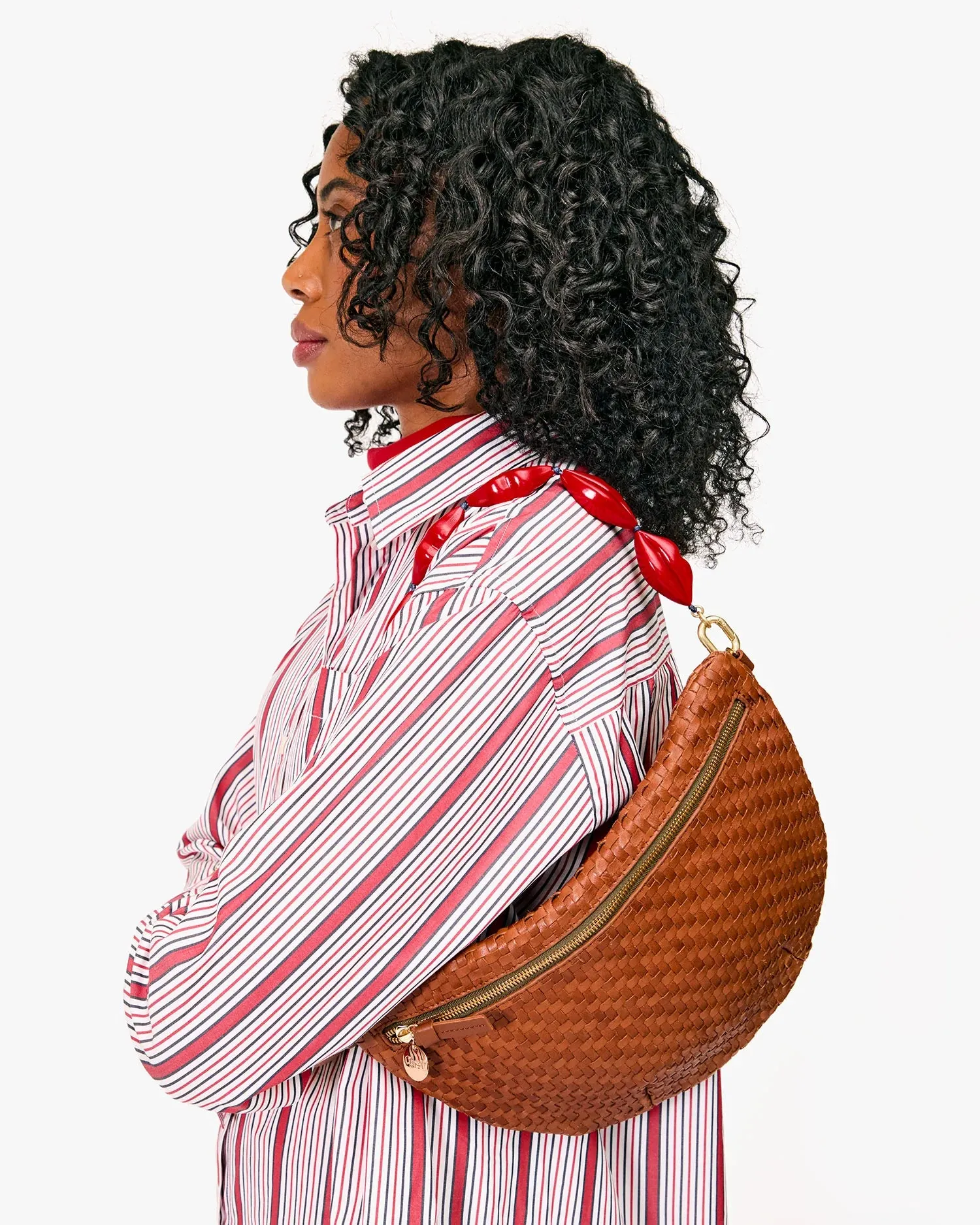 Grande Fanny Bag in Hazelnut Woven Zig Zag