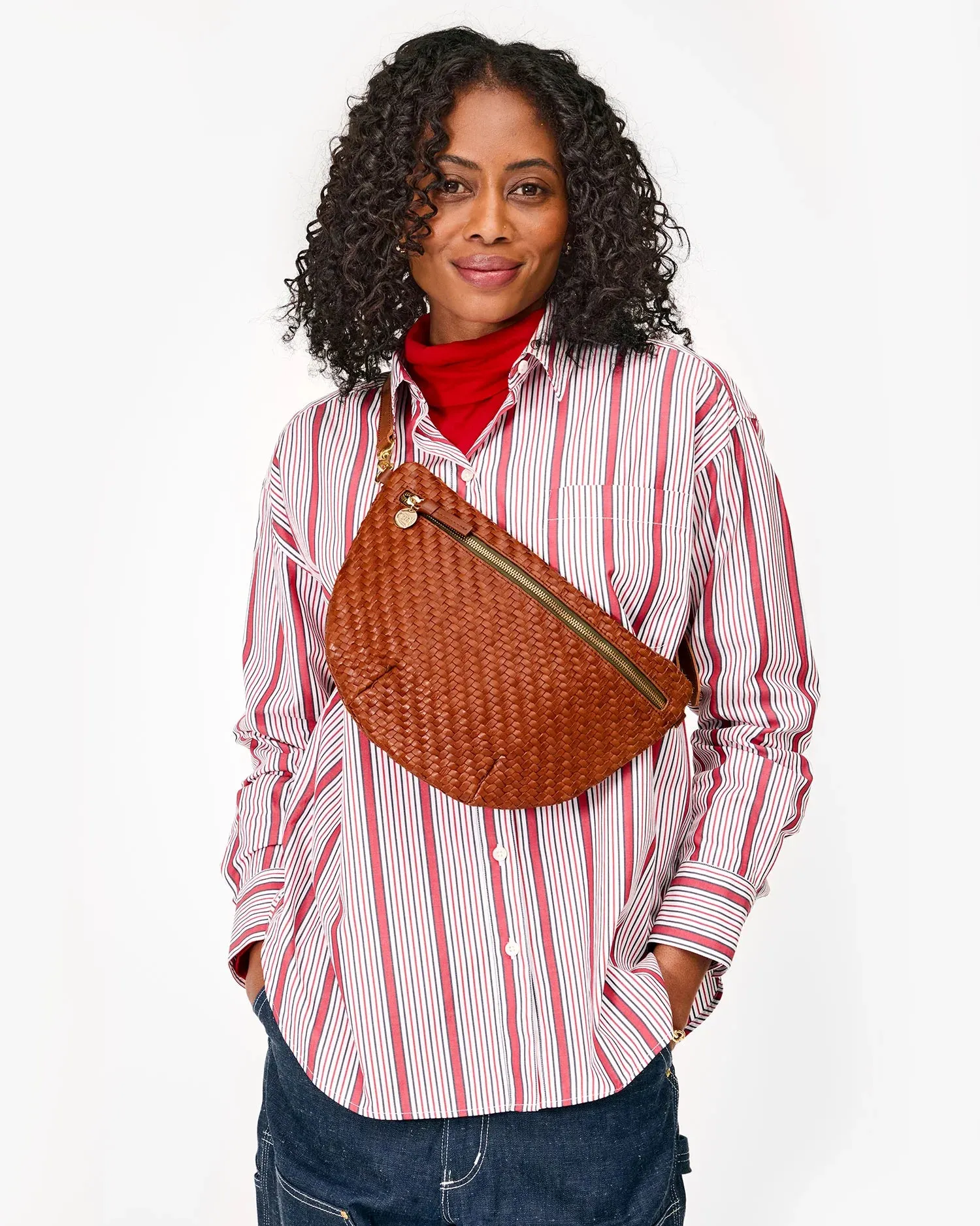 Grande Fanny Bag in Hazelnut Woven Zig Zag