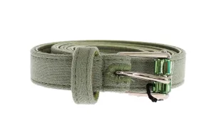 Green Cotton Silver Buckle Logo Waist Belt