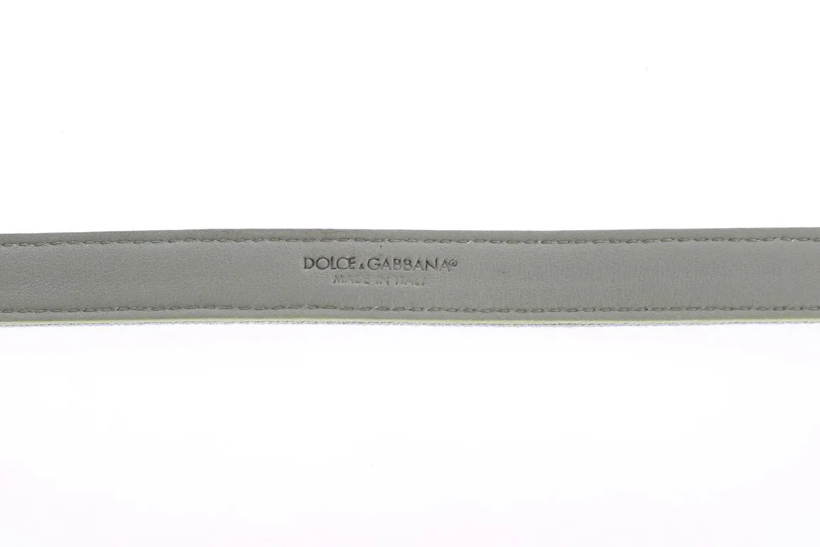 Green Cotton Silver Buckle Logo Waist Belt