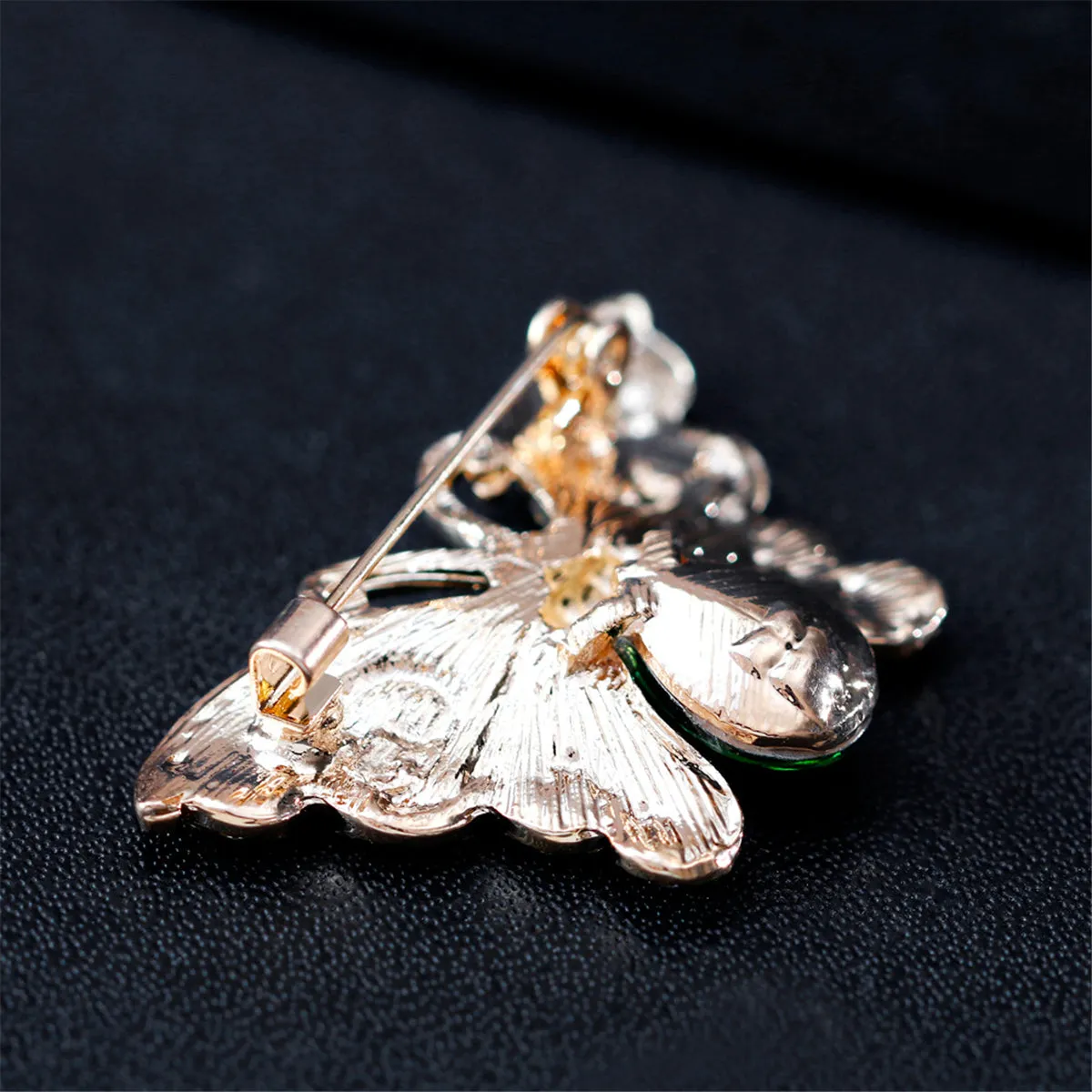 Green Crystal & Cubic Zirconia Butterfly Brooch