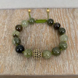 Green Garnet Adjustable Beaded Bracelet 10mm