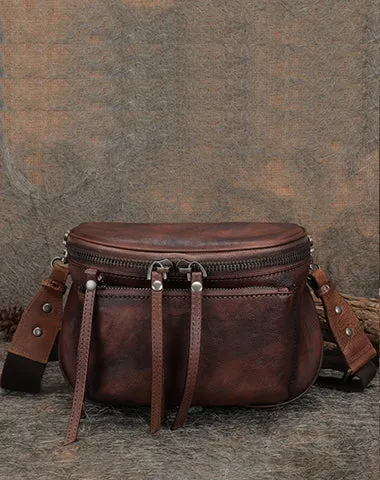 Green Leather Womens Saddle Shoulder Bag Fanny Pack Handmade Crossbody Purse for Ladies