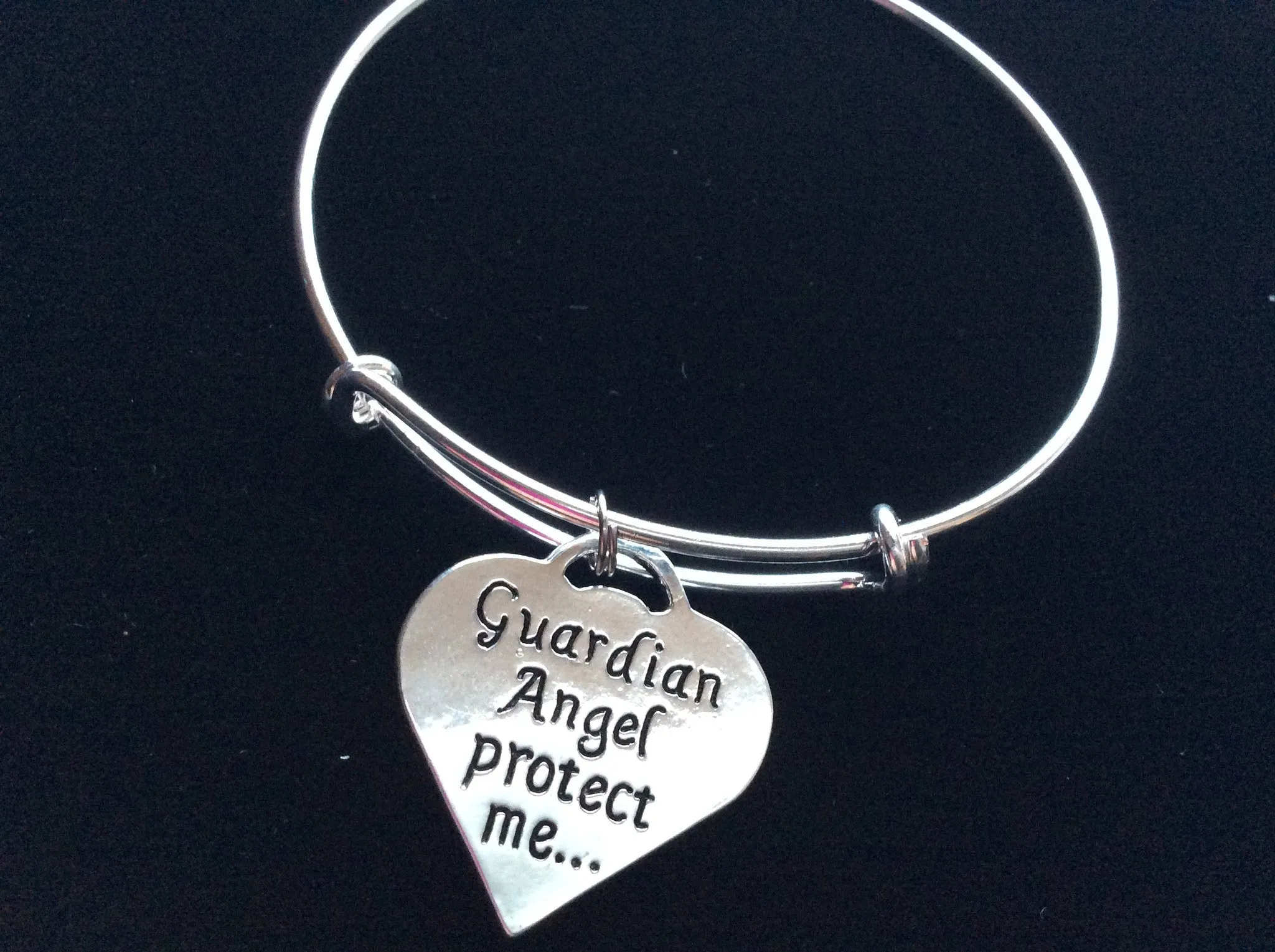 Guardian Angel Protect Me Purple Awareness Ribbon Expandable Charm Bracelet Adjustable Silver Wire Bangle Trendy Gift