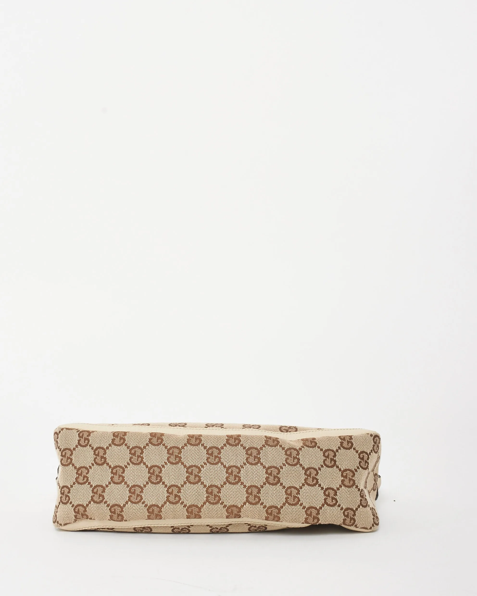 Gucci Beige and Brown Monogram Coated Canvas & Cream Leather Abbey D-Ring Pochette Shoulder Bag