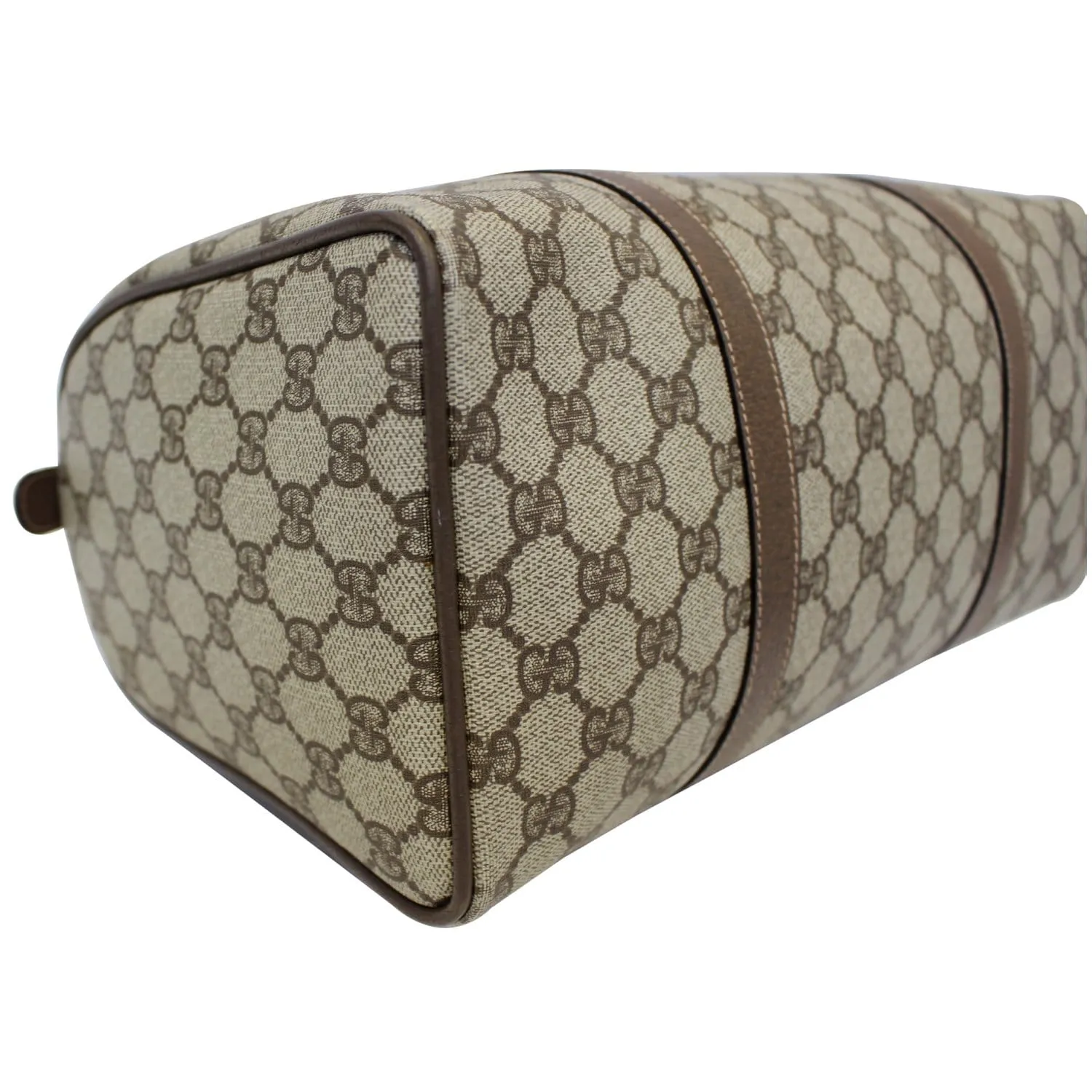 GUCCI GG Canvas Boston Satchel Bag Brown