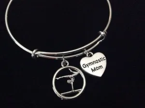 Gymnastics Mom Silver Expandable Charm Bracelet Sports Team Coach Gift Adjustable Wire Bangle