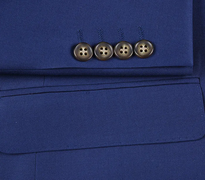 Half Canvas Wool Dress Suit Modern Fit 2 Piece in Blue