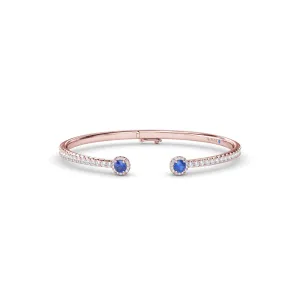 Halo Sapphire and Diamond Bangle