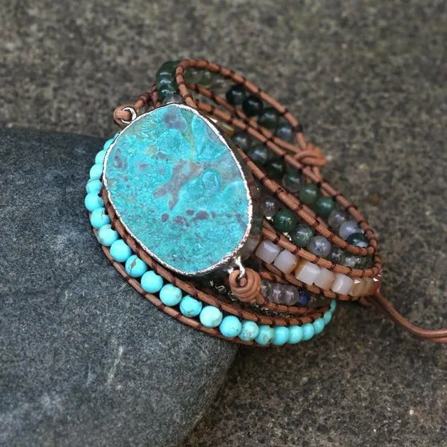 Handmade Boho Colorful Natural Stone Bracelet