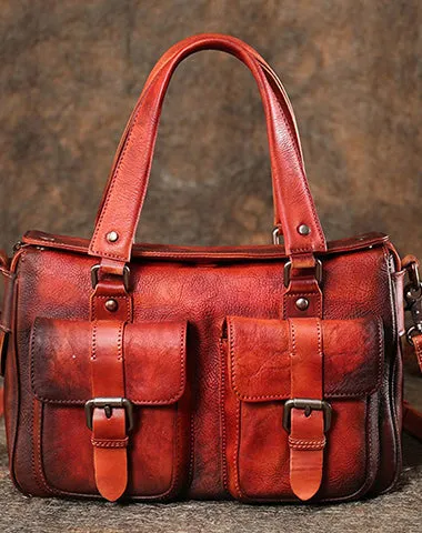Handmade Coffee Leather Womens Satchel Shoulder Bag Best Handbag Vintage Crossbody Purses for Ladies