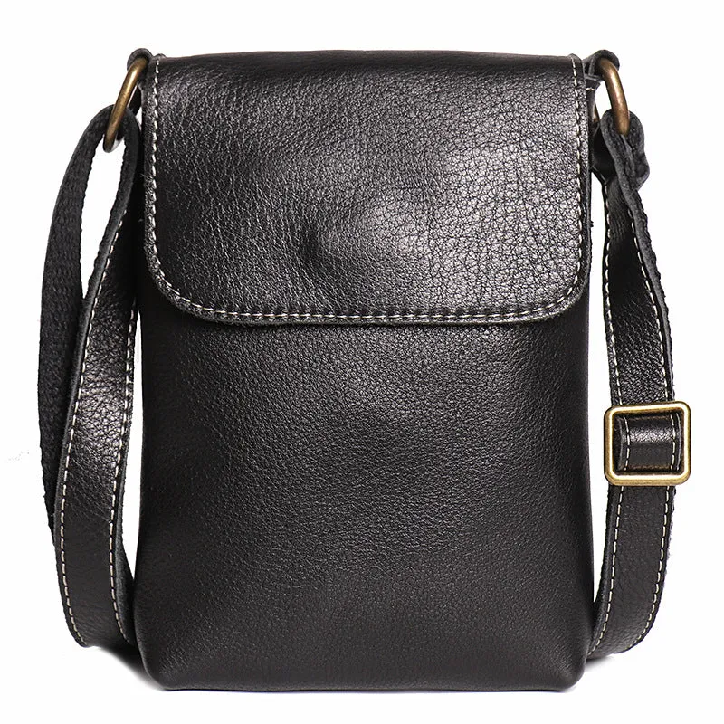 Handmade Genuine Leather Satchel Bag Shoulder Bag Full Grain Leather Small Crossbody Bag For Mens