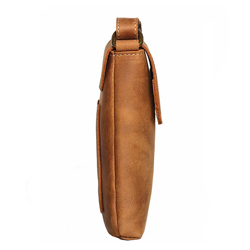 Handmade Genuine Leather Satchel Bag Shoulder Bag Full Grain Leather Small Crossbody Bag For Mens