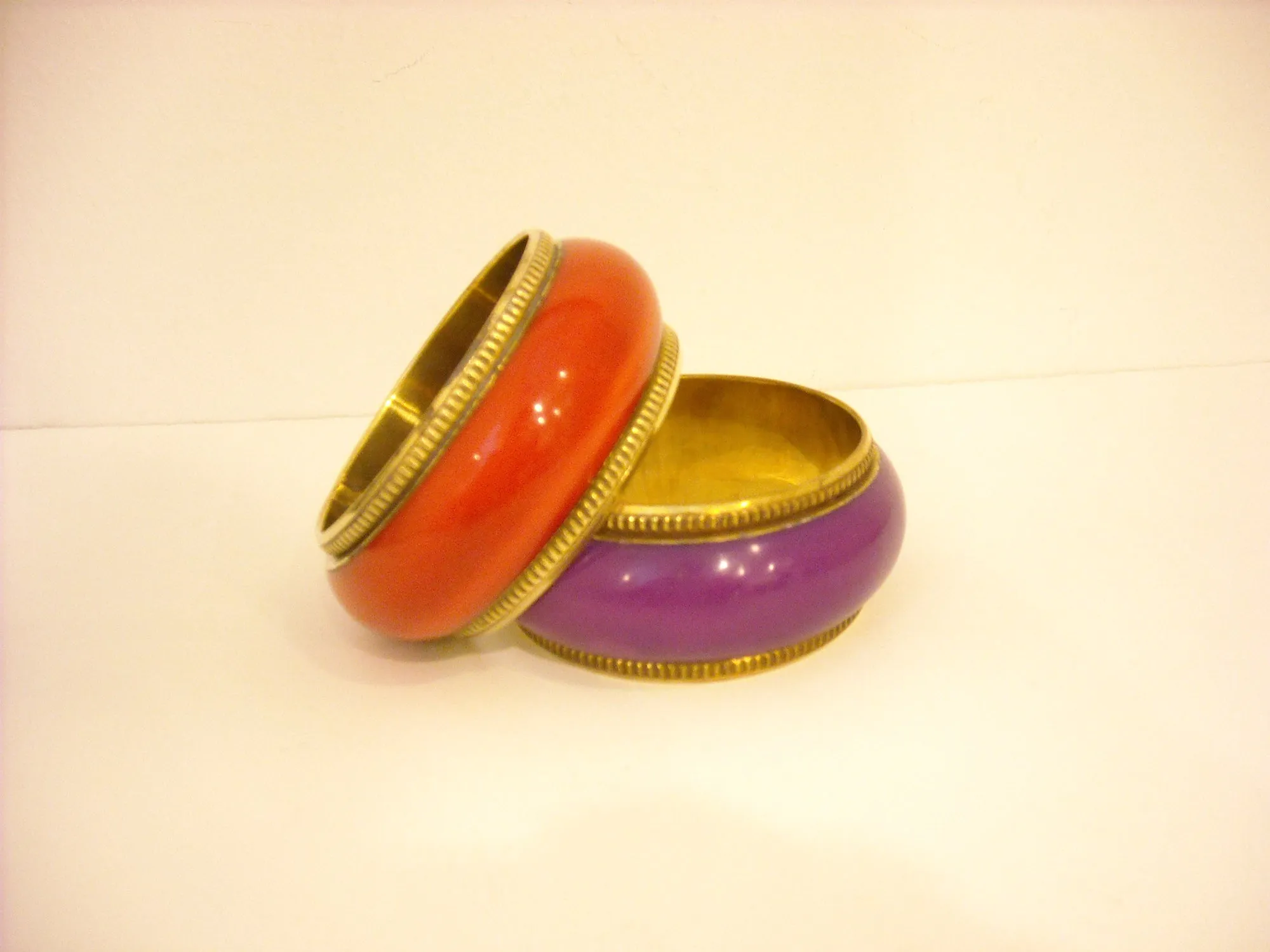 HANDMADE GOLD RIMMED PURPLE BANGLE BROAD