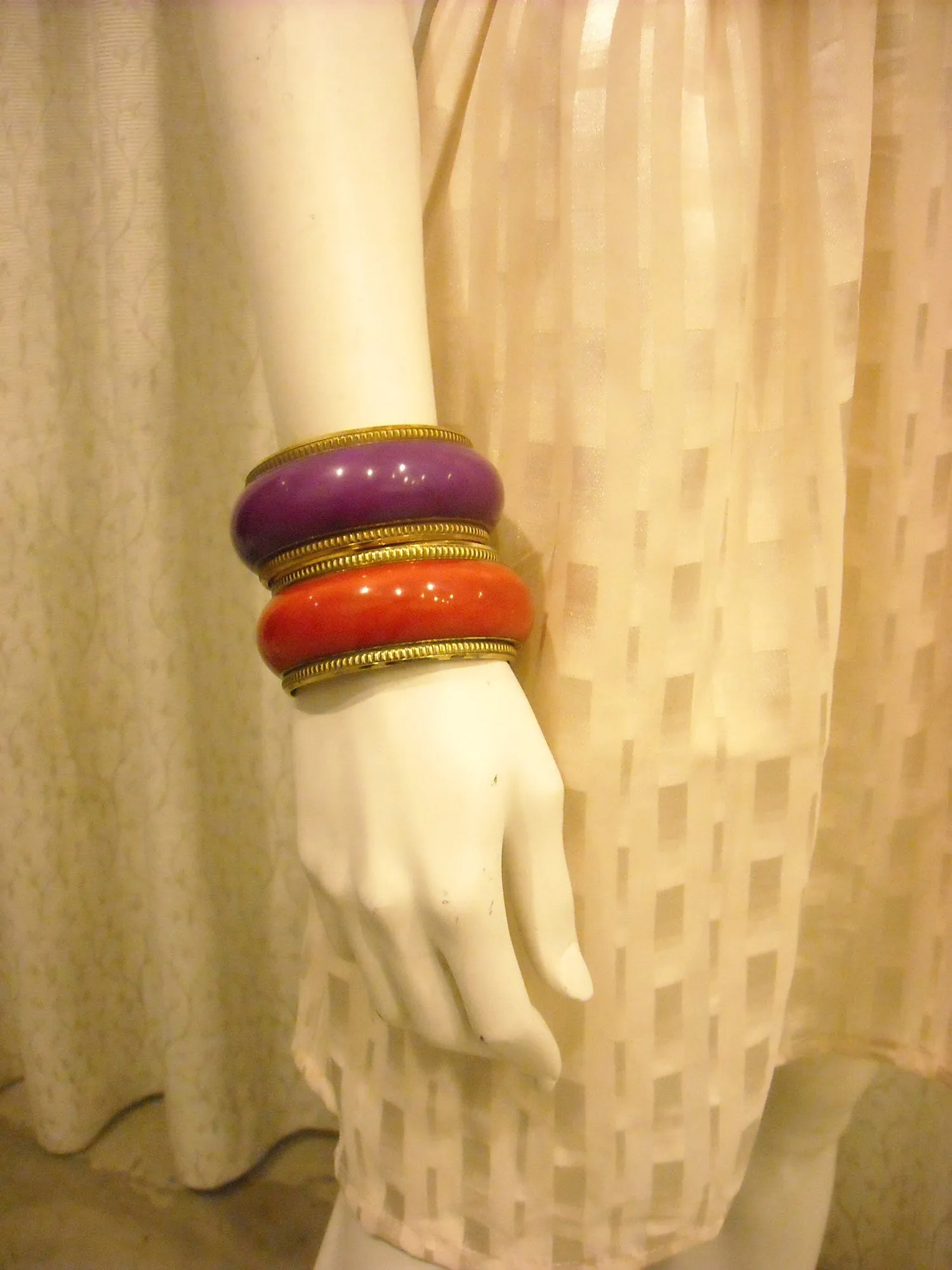 HANDMADE GOLD RIMMED PURPLE BANGLE BROAD