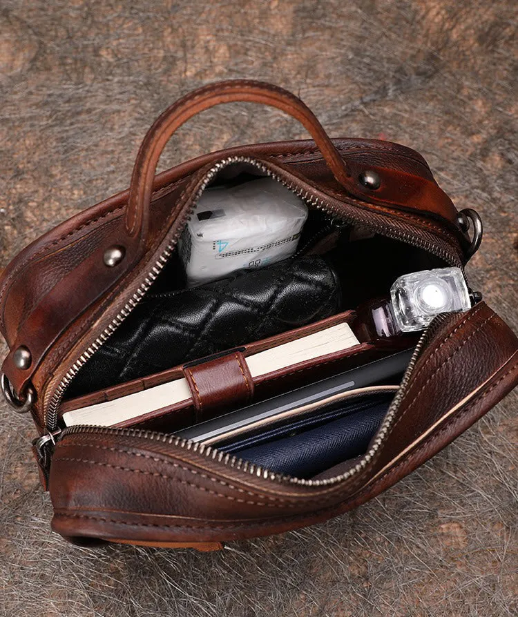 Handmade Womens Leather Mini Satchel Shoulder Bag Best Handbag Cube Crossbody Purses for Ladies