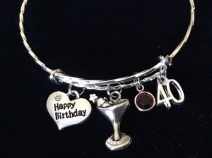Happy 40th Birthday Expandable Charm Bracelets Adjustable Bangle Gift Martini