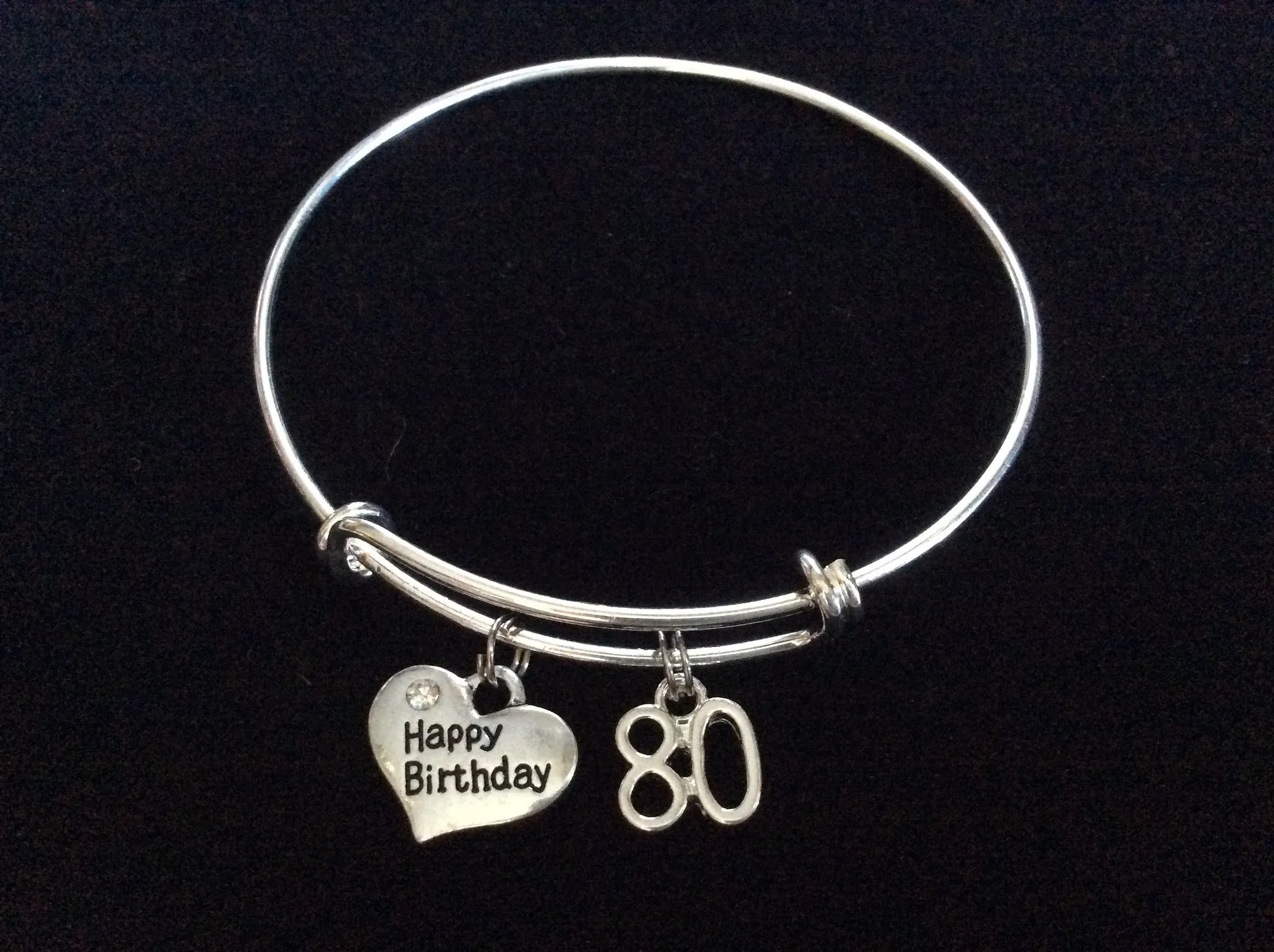 Happy 80th Birthday Expandable Charm Bracelets Adjustable Bangle Gift Trendy (Other Numbers Available)