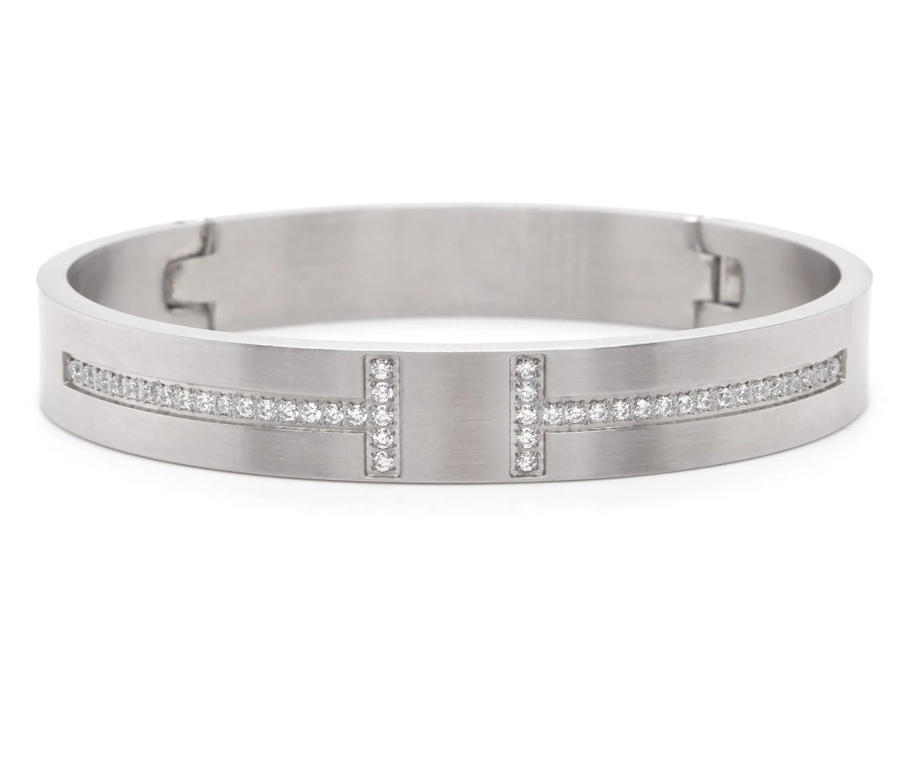 Harmony Pave Stainless Steel Bangle Bracelet