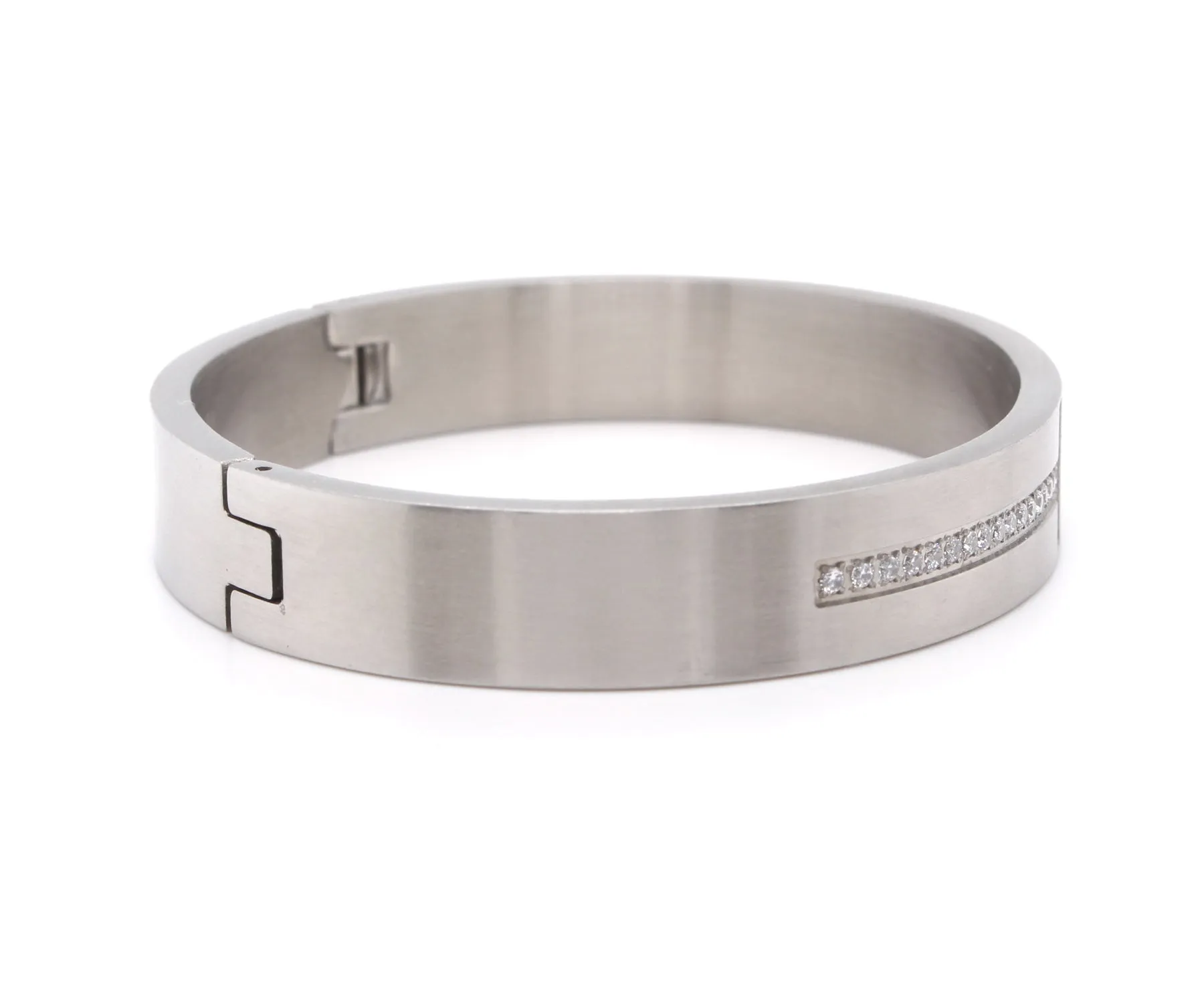 Harmony Pave Stainless Steel Bangle Bracelet