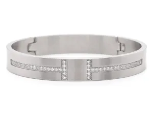Harmony Pave Stainless Steel Bangle Bracelet