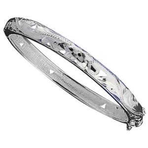 Hawaiian Jewelry Scroll See Through Oval Open Bangle 8mm Two Tone