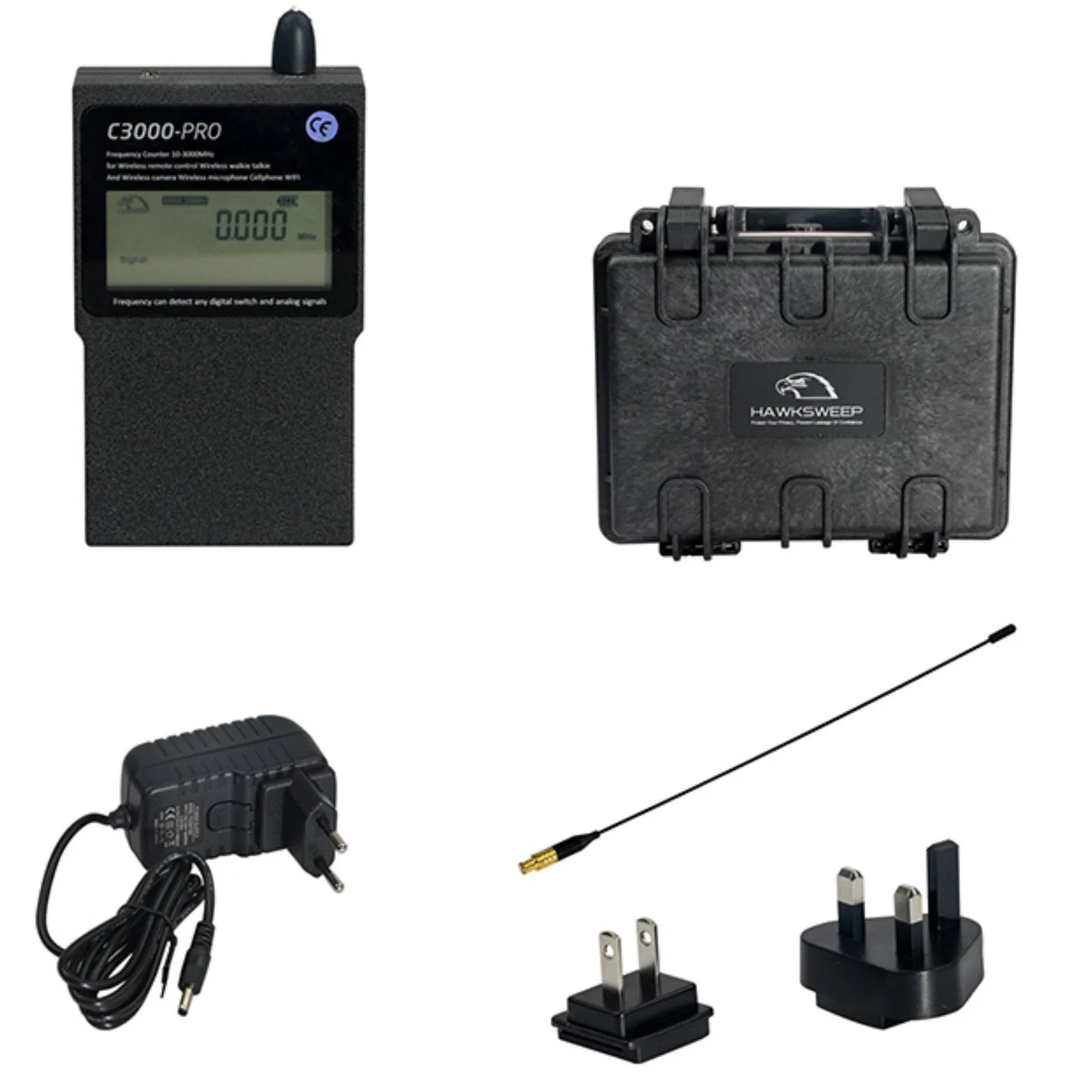 Hawksweep HS-C3000 Pro RF Bug Detector Digital Frequency Counter 3GHz Tracker Spy Camera Signal Finder