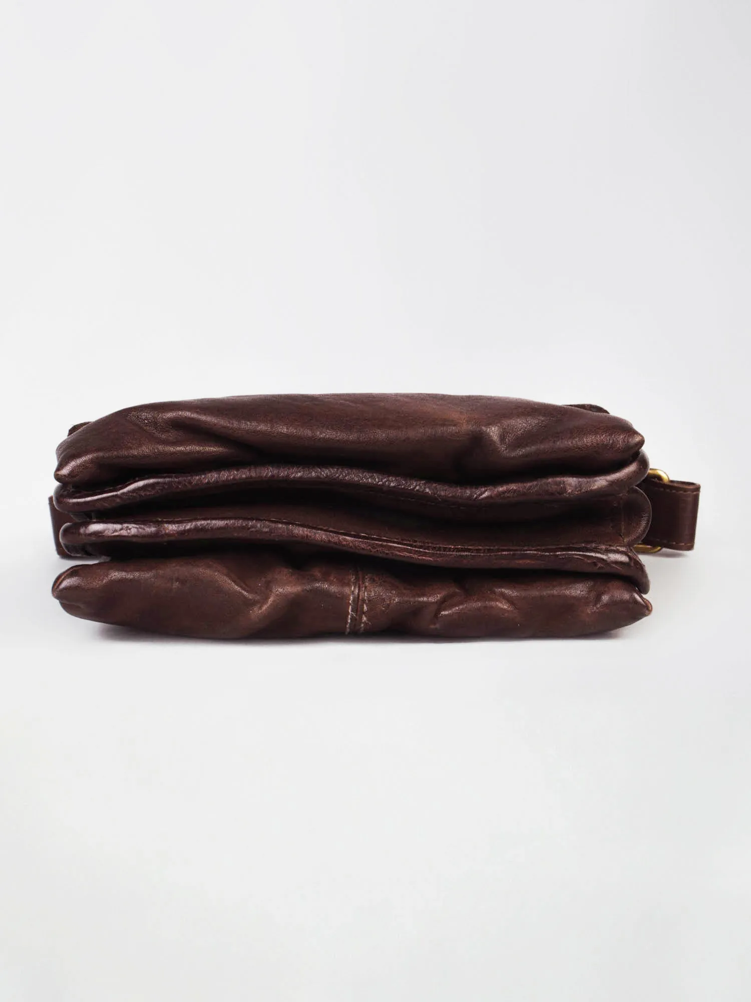 Henry: Brown Flap Bag Cross Body In Veg Tan Leather by art n vintage